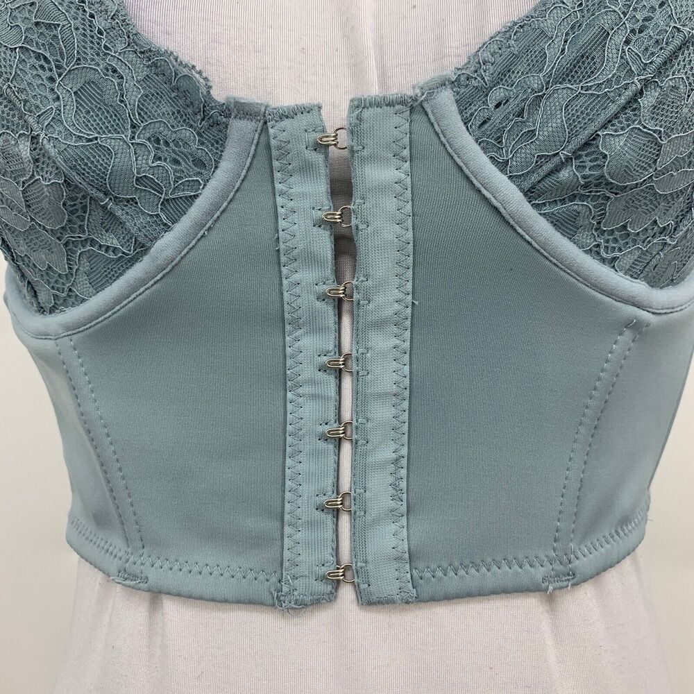 Garage Bustier Womens PS Small Petite Seafoam Luna Combo Lace Bra Clasp Cropped - Picture 3 of 11